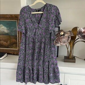 Make Floral Black and Purple Dress